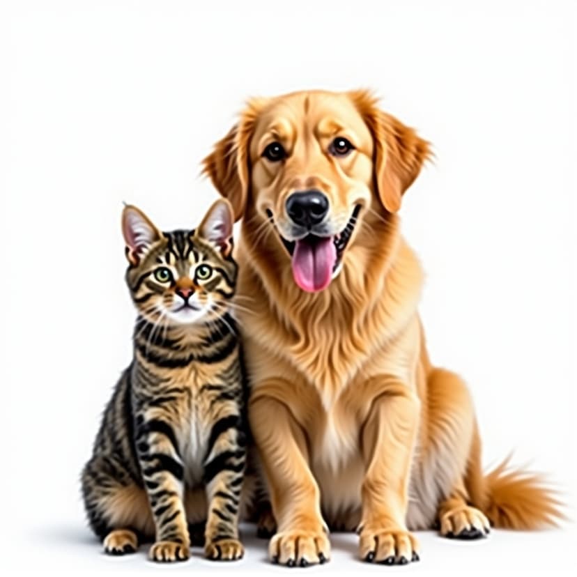 Happy dog and cat together